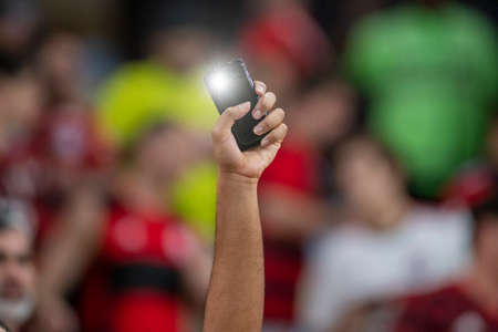 Rio, Brazil - october 23, 2019: Fans during Flamengo vs Gremio match valid for the return game of the Libertadores Cup semifinal, held at Maracana Stadium.のeditorial素材