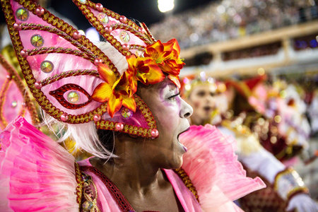 Rio, Brazil - march 03, 2019: Viradouro during the Carnival Samba School Carnival RJ 2019, at...