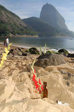 Rio de Janeiro, Brazil - december 31, 2005: Yemanja's offerings. Population throws flowers to the...