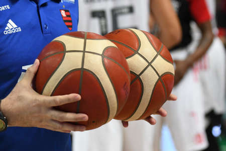 Rio, Brazil - december 20, 2019:  Balls during Flamengo x Instituto de Cordoba by the Basketball Champions League Americas, at group C, held at Arena Carioca 1のeditorial素材