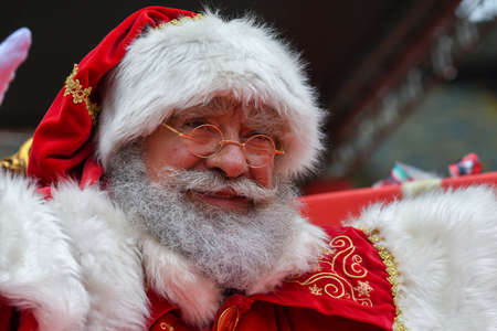 Rio de Janeiro, Brazil - december 23, 2019: Santa Claus parades at MaracanÃ£ Stadium, with children in the stands, marks the beginning of Christmas in the cityのeditorial素材