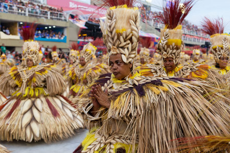 Rio, Brazil - march 03, 2019: Unidos da Tijuca during the Carnival Samba School Carnival RJ 2019, at...