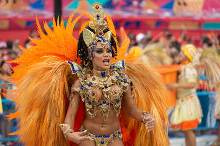 Rio, Brazil - march 03, 2019: Unidos da Tijuca during the Carnival Samba School Carnival RJ 2019, at Sambodromoのeditorial素材