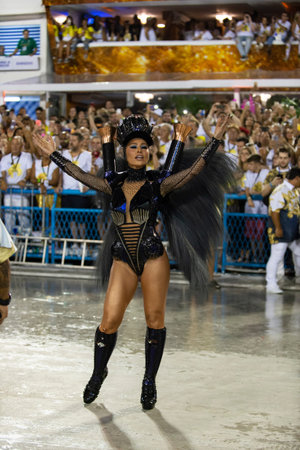 Rio, Brazil - march 04, 2019: Vila Isabel during the Carnival Samba School Carnival RJ 2019, at...