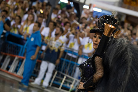 Rio, Brazil - march 04, 2019: Vila Isabel during the Carnival Samba School Carnival RJ 2019, at...