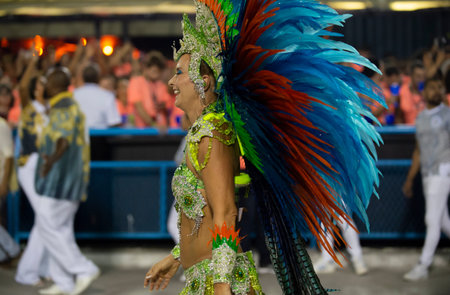Rio, Brazil - march 04, 2019: Vila Isabel during the Carnival Samba School Carnival RJ 2019, at...