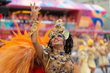 Rio, Brazil - march 03, 2019: Unidos da Tijuca during the Carnival Samba School Carnival RJ 2019, at...
