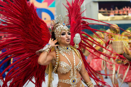 Rio, Brazil - march 03, 2019: Unidos da Tijuca during the Carnival Samba School Carnival RJ 2019, at Sambodromoのeditorial素材