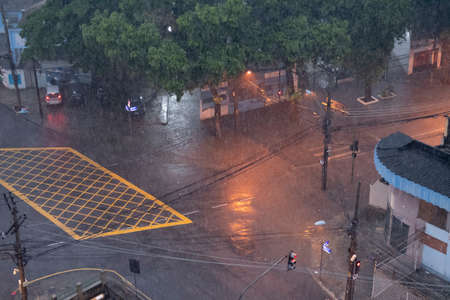 Rio, Brazil - february 05, 2020: heavy rain hits the city, leaving flooding points in several places of Rio de Janeiroのeditorial素材