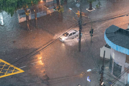 Rio, Brazil - february 05, 2020: heavy rain hits the city, leaving flooding points in several places of Rio de Janeiroのeditorial素材