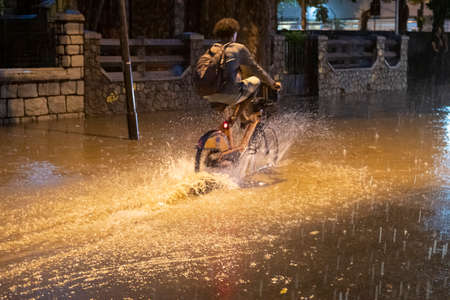 Rio, Brazil - february 05, 2020: heavy rain hits the city, leaving flooding points in several places of Rio de Janeiroのeditorial素材