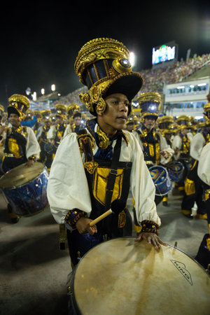 Rio, Brazil - march 04, 2019: Vila Isabel during the Carnival Samba School Carnival RJ 2019, at...
