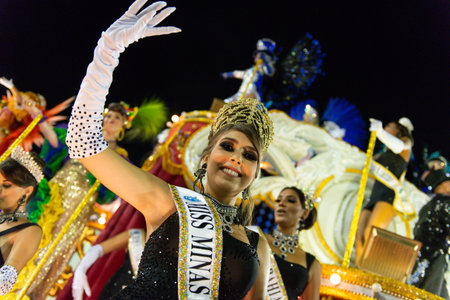 Rio, Brazil - march 03, 2019: Vila Isabel during the Carnival Samba School Carnival RJ 2019, at Sambodromoのeditorial素材