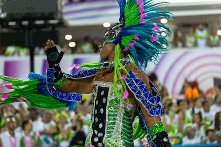 Rio, Brazil - march 04, 2019: Mangueira during the Carnival Samba School Carnival RJ 2019, at Sambodromoのeditorial素材