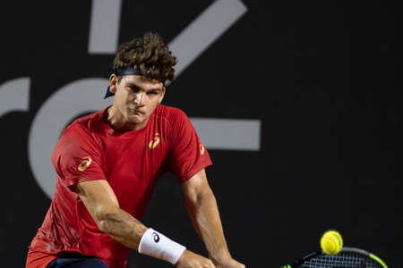 Rio de Janeiro, RJ, Brazil - february 17, 2020: Thiago Seyboth Wild (BRA) during championship tennis, Rioopen at Jockey Clubのeditorial素材