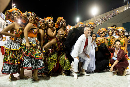 Rio, Brazil - February 21, 2020: parade of the samba school Unidos do Porto da Pedra, at the Marques...
