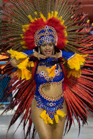 Rio, Brazil - February 21, 2020: parade of the samba school Vigario Geral, at the Marques de Sapucai Sambodromoのeditorial素材