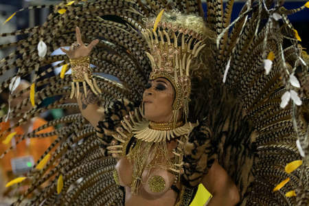 Rio, Brazil - February 21, 2020: parade of the samba school Unidos do Porto da Pedra, at the Marques de Sapucai Sambodromoのeditorial素材