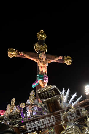 Rio, Brazil - February 23, 2020: parade of the samba school Mangueira, at the Marques de Sapucai Sambodromoのeditorial素材