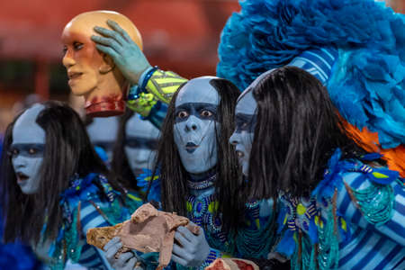 Rio, Brazil - February 23, 2020: parade of the samba school Portela, at the Marques de Sapucai Sambodromoのeditorial素材