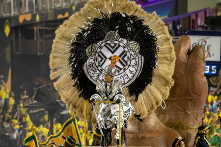 Rio, Brazil - February 21, 2020: parade of the samba school Academicos do Cubango at the Marques de...
