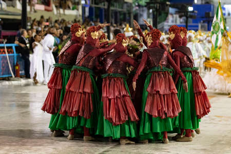 Rio, Brazil - February 21, 2020: parade of the samba school Imperio Serrano, at the Marques de Sapucai Sambodromoのeditorial素材