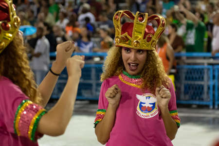 Rio, Brazil - February 22, 2020: parade of the samba school Inocentes de Belford Roxo, at the Marques de Sapucai Sambodromoのeditorial素材