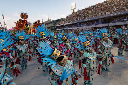 Rio, Brazil - February 23, 2020: parade of the samba school Portela, at the Marques de Sapucai Sambodromoのeditorial素材