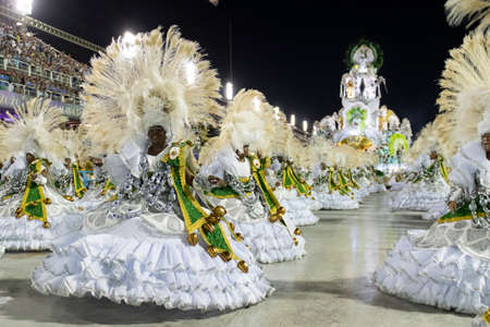 Rio, Brazil - February 24, 2020: parade of the samba school Mocidade Independente de Padre Miguel, at the Marques de Sapucai Sambodromo. Baiana Wingsのeditorial素材