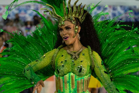 Rio, Brazil - February 22, 2020: parade of the samba school Academicos de Santa Cruz, at the Marques de Sapucai Sambodromoのeditorial素材