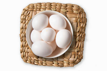 white egg bowl seen from aboveの写真素材