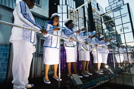 Rio, Brazil - February 23, 2020: parade of the samba school Portela, at the Marques de Sapucai Sambodromoのeditorial素材