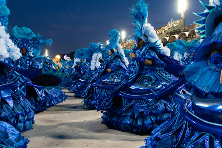 Rio, Brazil - February 23, 2020: parade of the samba school Portela, at the Marques de Sapucai Sambodromoのeditorial素材