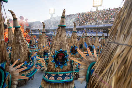 Rio, Brazil - February 23, 2020: parade of the samba school Portela, at the Marques de Sapucai Sambodromoのeditorial素材