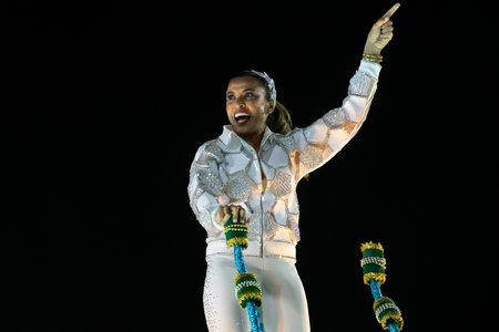 Rio, Brazil - February 22, 2020: parade of the samba school Inocentes de Belford Roxo, at the...