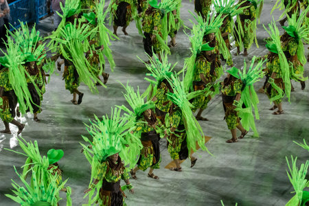 Rio, Brazil - February 22, 2020: parade of the samba school Academicos de Santa Cruz, at the Marques...