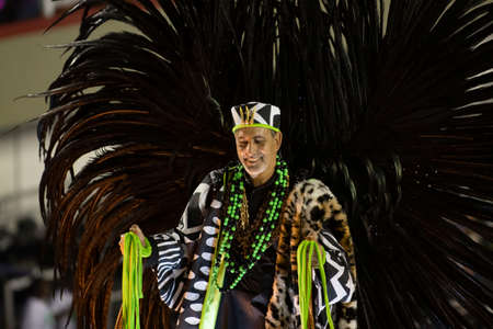 Rio, Brazil - February 22, 2020: parade of the samba school Academicos do Sossego, at the Marques de Sapucai Sambodromoのeditorial素材