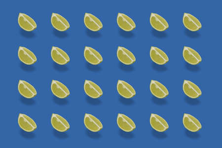 green lime repeat on blue backgroundの写真素材