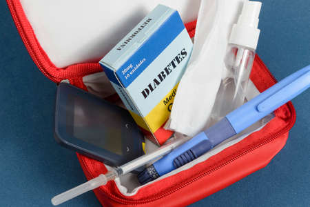 Medicine box kit for the daily care of a diabeticの写真素材