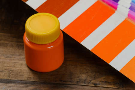 Choice of color for painting with color paletteの写真素材