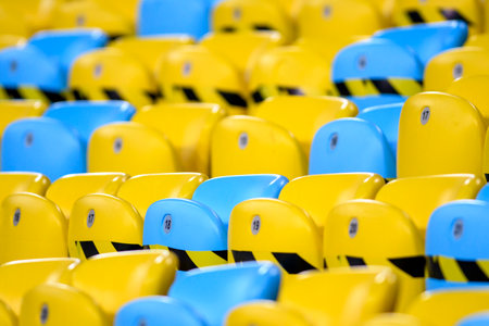 Rio, Brazil - december 06, 2021: empty seats still due to pandemic in match between Flamengo and Fluminense by Brazilian Championship in Maracana Stadiumのeditorial素材
