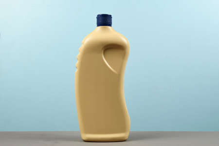 Plastic bottles of chemicals for household cleaning isolated.の写真素材