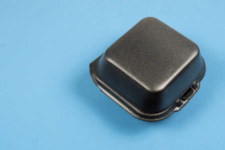 foam packaging black closed for hamburger deliveryの写真素材