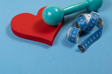 heart problems related to metabolic syndrome symbolized by the shape of the heart with a tape measure and the haltersの写真素材