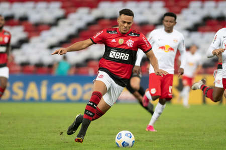 Rio, Brazil - June 19, 2021: Rodrigo Muniz player in match between Flamengo vs Bragantino by 5th round of Brazilian Championship (serie A) in Maracana Stadiumのeditorial素材