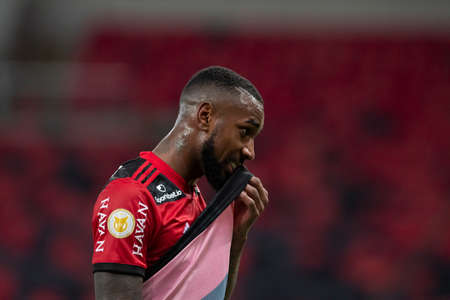 Rio, Brazil - June 19, 2021: Gerson player in match between Flamengo vs Bragantino by 5th round of Brazilian Championship (serie A) in Maracana Stadiumのeditorial素材