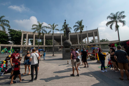 Rio, Brazil - July 09, 2020: 10% of the public released at Maracana for the final of the Copa America 2021 that takes place this Saturday between Brazil and Argentina, at Maracanaのeditorial素材