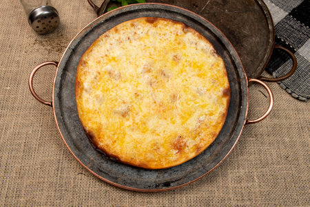 Brazilian mozzarella pizza, top viewの写真素材