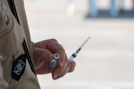 Rio, Brazil - July 22, 2021: Maracana's special vaccination post is reopened this Thursday (22), for those who took the first dose there, in the former Celio de Barros athletics stadium. In this place, those with autism, cerebral palsy and down syndrome aのeditorial素材