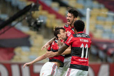 Rio, Brazil - July 25, 2021: Gustavo Henrique player in match between Flamengo 5 vs 1 Sao Paulo by 14th round of Brazilian Championship (serie A) in Maracana Stadiumのeditorial素材